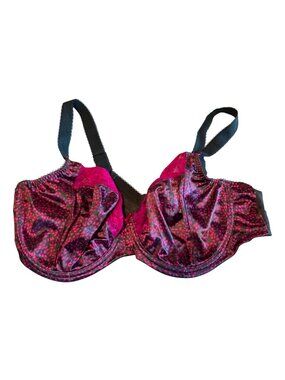 Elomi Jocelyn EL8750 40F Underwire Plunge Bra Charcoal Pink Lace Plus Size